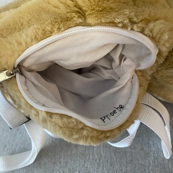 Cute Brown Tan Burgundy White Gingham Bow Puppy Dog Plush Backpack 18" - Picture 11 of 13